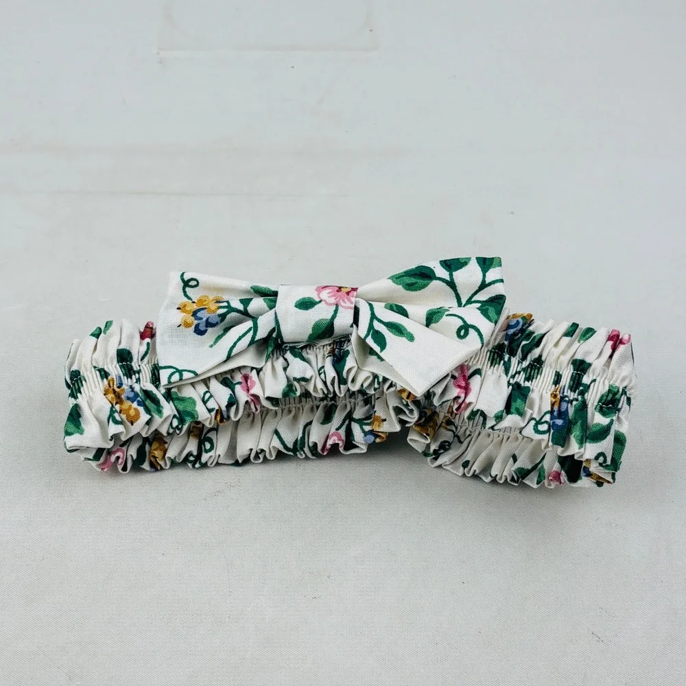 Longaberger White Vine Small Basket Garter Bow Floral‎ Accessory 2616618